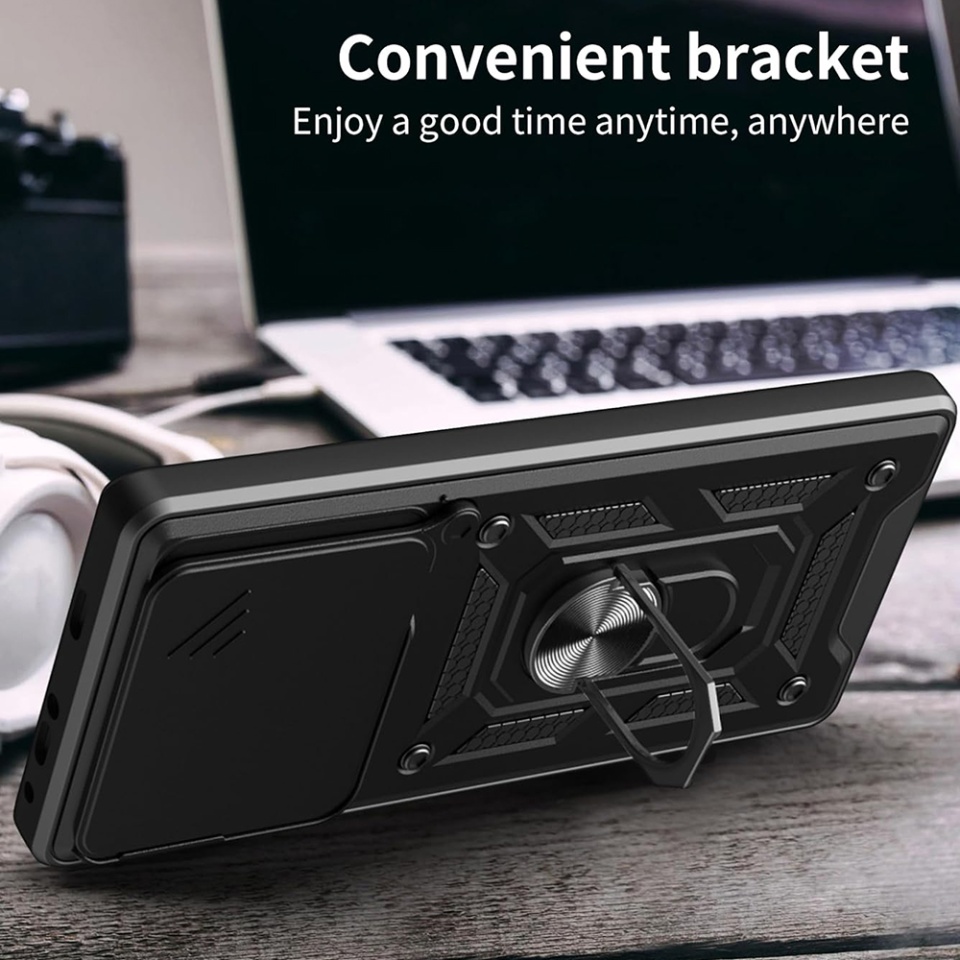 Husa pentru Xiaomi Redmi Note 14 cu inel magnetic si protectie camera Skyddar CamShield - Roz - 2 | YEO
