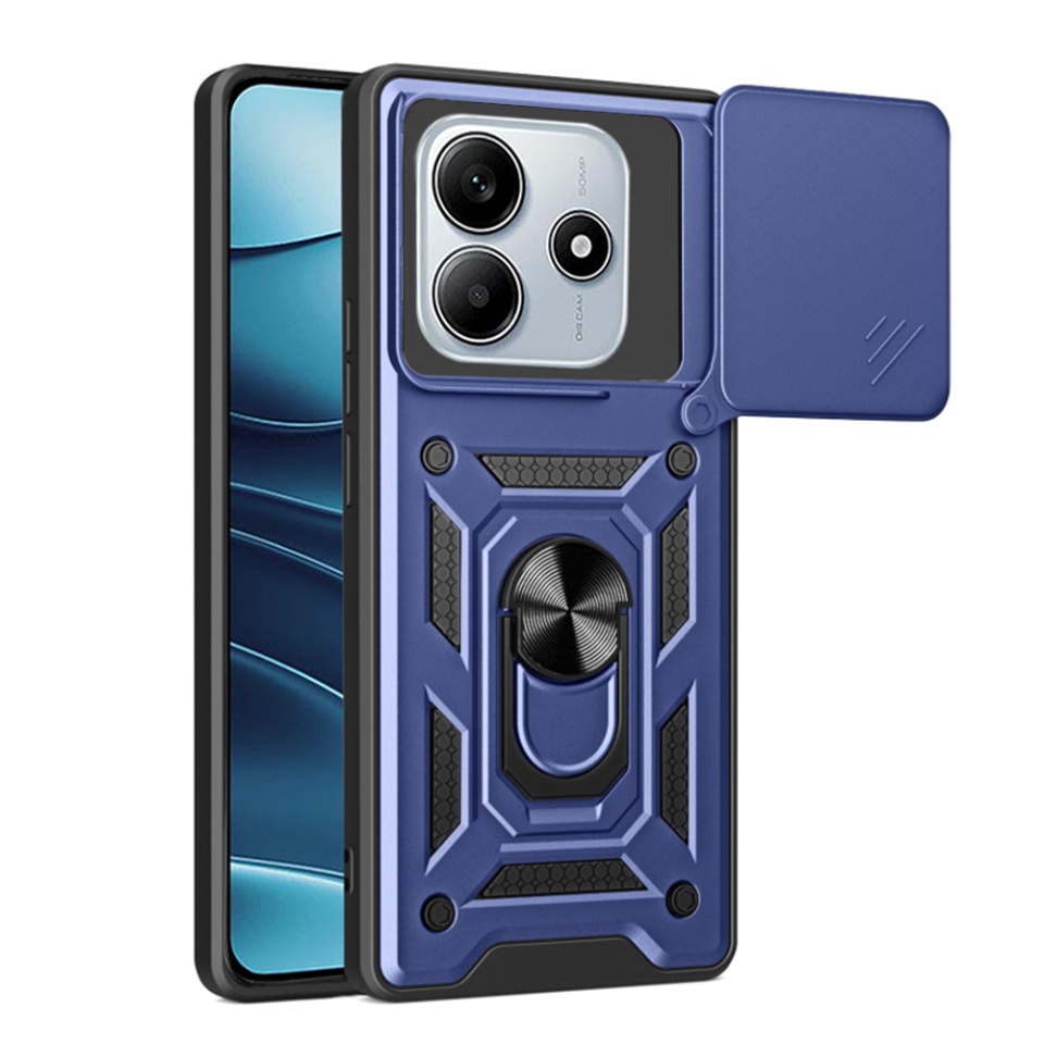 Husa pentru Xiaomi Redmi Note 14 cu inel magnetic si protectie camera Skyddar CamShield - Albastru