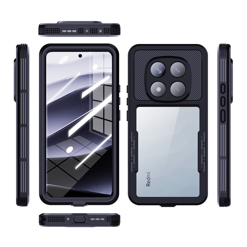Husa pentru Xiaomi Redmi Note 14 Pro 5G / Poco X7, ShellBox, Waterproof IP68 Case, Full Body, Protectie Totala, Anti-Soc, Rezistenta la Apa si Praful, Negru - 1 | YEO
