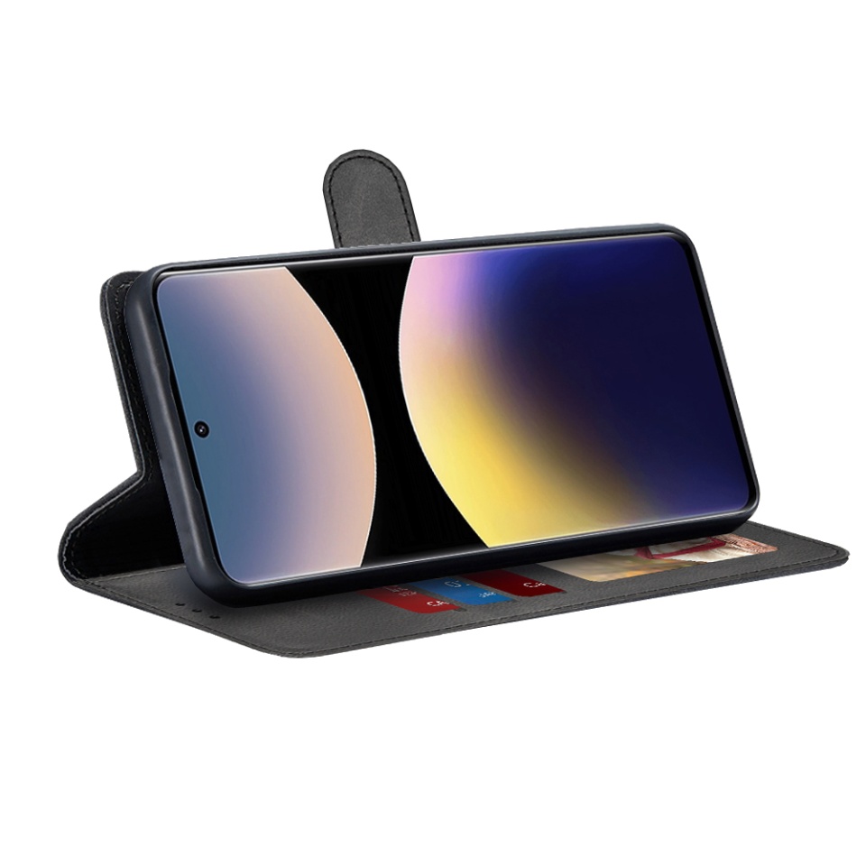 Husa pentru Xiaomi Redmi Note 14 Pro+ 5G, SKYDDAR INNOVATION, Diary Book, tip carte, cu Portofel Interior, Antisoc, Negru, set cu sticker - 1 | YEO