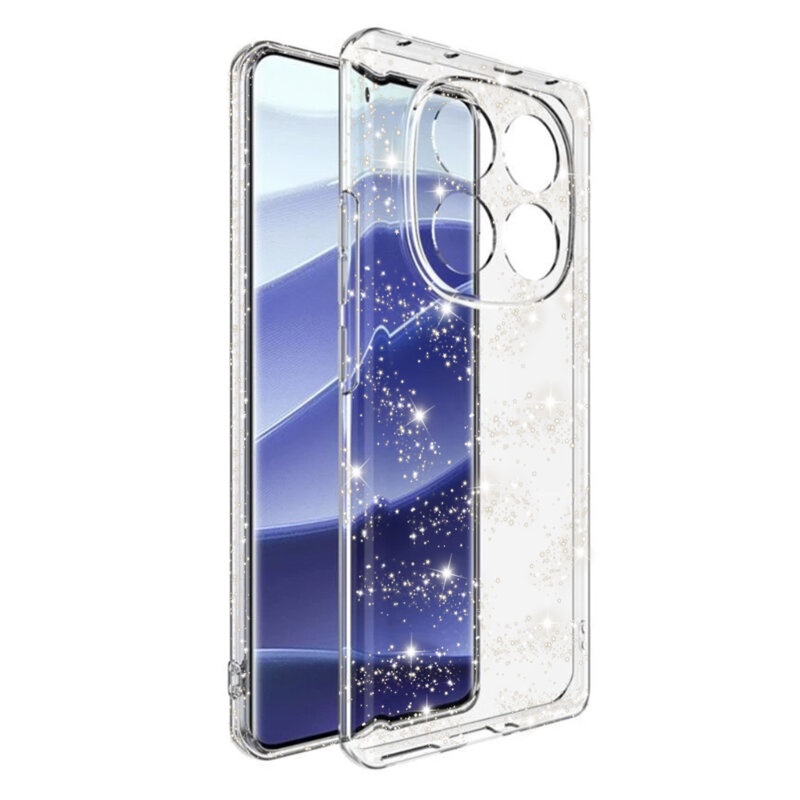 Husa pentru Xiaomi Redmi Note 14 Pro din Silicon TPU cu Sclipici, Design Elegant si Ultra Subtire, SKDR Shine - Transparenta