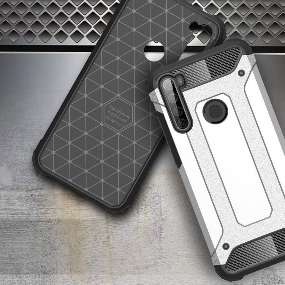Husa pentru Xiaomi Redmi Note 8T, SKYDDAR INNOVATION, Hybrid Armor, din Plastic Dur, Margini Cauciucate, Antisoc, set cu sticker, Negru - 1 | YEO