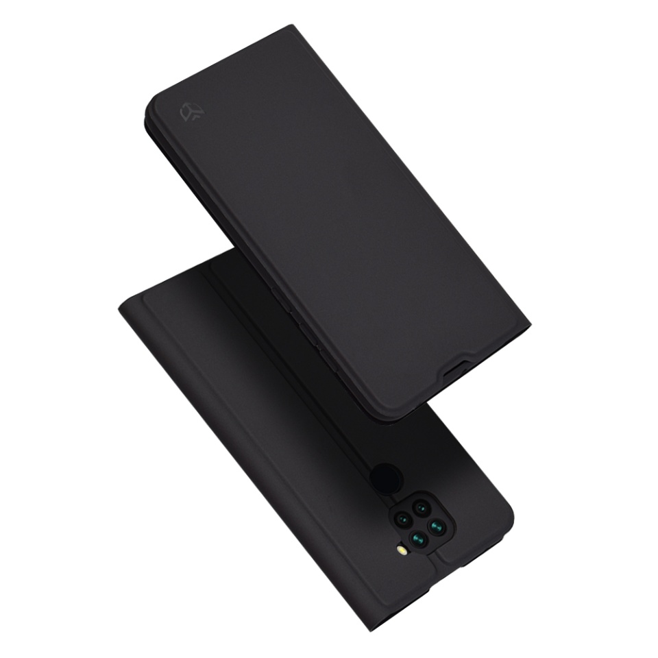 Husa pentru Xiaomi Redmi Note 9 / Redmi 10X 4G, SKYDDAR INNOVATION, Magskin Book, tip Carte cu Portofel Interior, set cu sticker, Negru