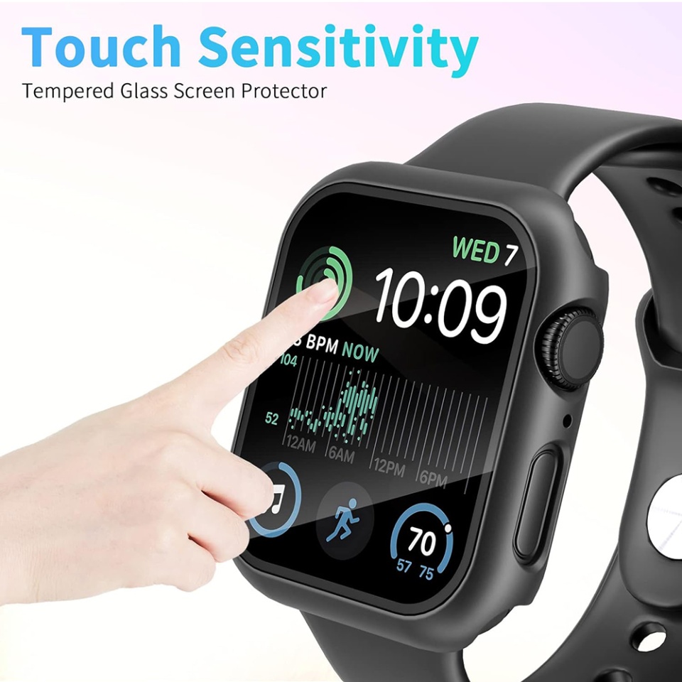 Husa Protectie 360°, Ultra-Subtire, Anti-Soc pentru Apple Watch 4 / 5 / 6 / SE (44mm), Anti-Soc Full Screen - Negru - 3 | YEO