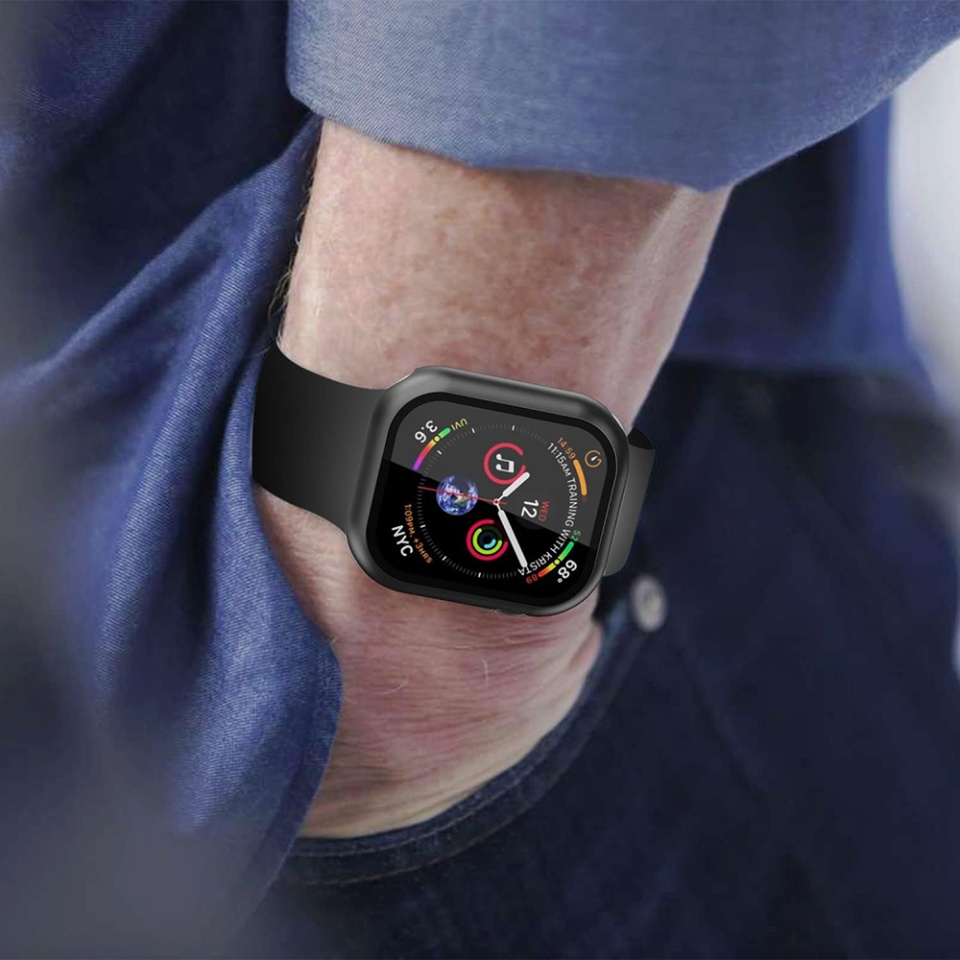 Husa Protectie 360°, Ultra-Subtire, Anti-Soc pentru Apple Watch 7 (41mm), Anti-Soc Full Screen - Negru - 3 | YEO