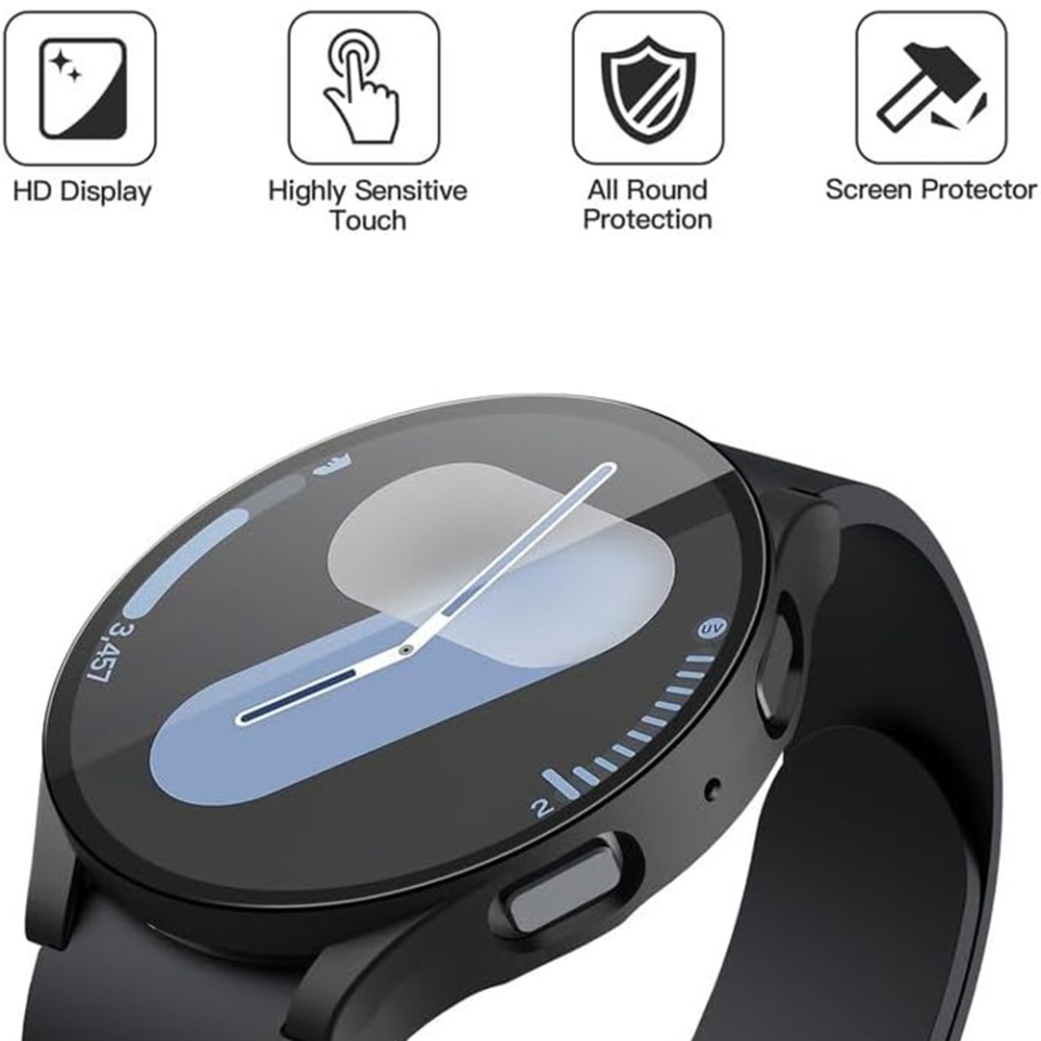 Husa Protectie 360°, Ultra-Subtire, Anti-Soc pentru Samsung Galaxy Watch7 (40mm), Anti-Soc Full Screen - Negru - 1 | YEO