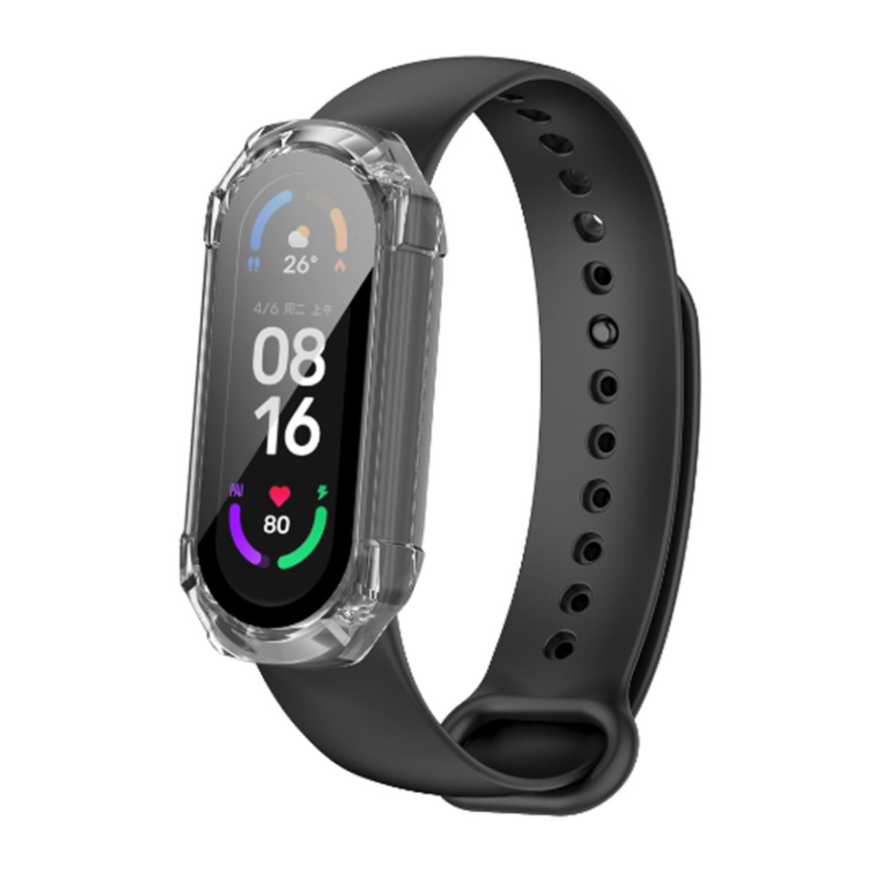 Husa Protectie 360°, Ultra-Subtire, Anti-Soc pentru Xiaomi Mi Band 4 / 5 / 5 NFC / 6 / 6 NFC , Anti-Soc Full Screen - Transparenta