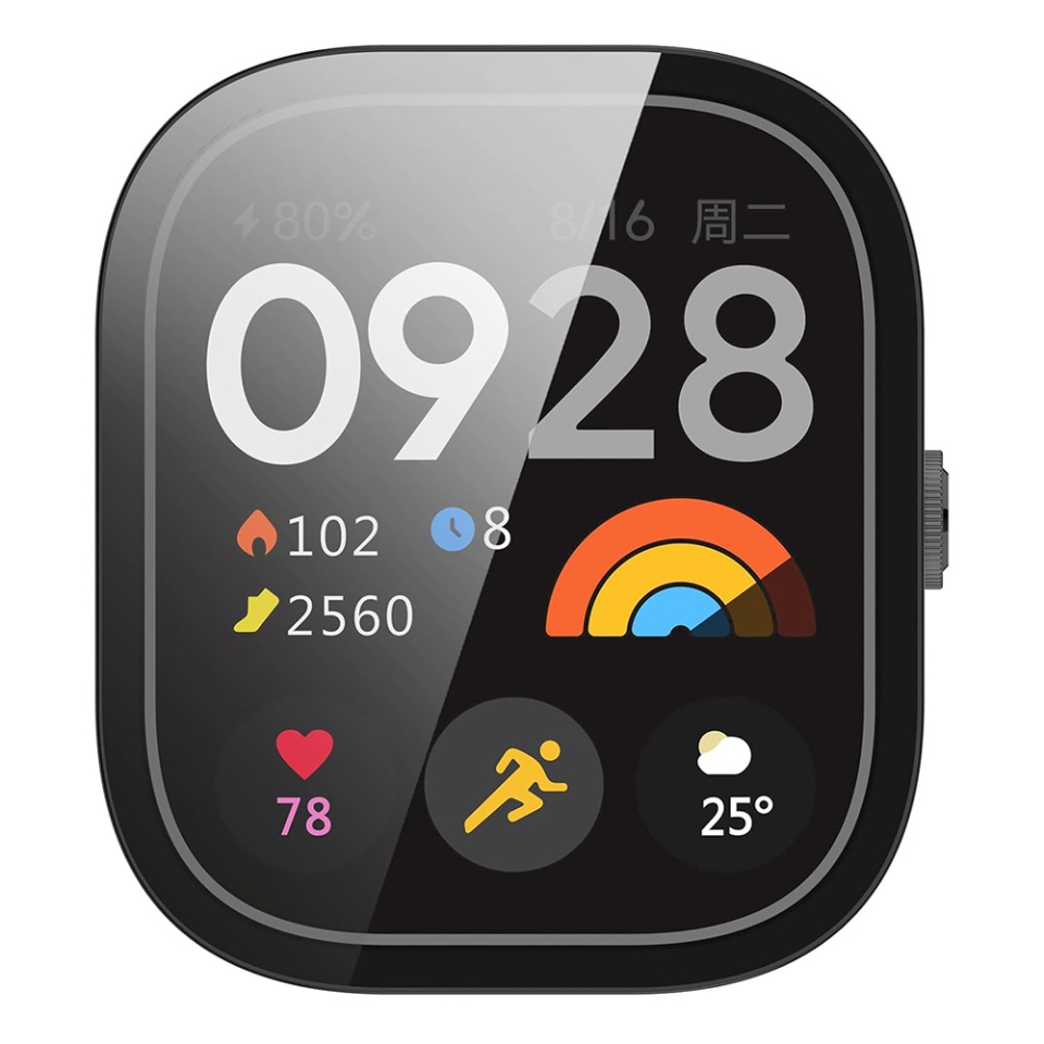 Husa Protectie 360°, Ultra-Subtire, Anti-Soc pentru Xiaomi Redmi Watch 4, Anti-Soc Full Screen - Negru - 1 | YEO