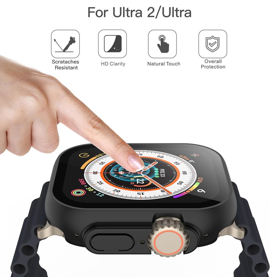 Husa protectie Smartwatch Apple Watch Ultra / Ultra 2, SKYDDAR INNOVATION, Defense360 Pro + Screen Protector, AntiSoc, set cu sticker, Negru - 1 | YEO