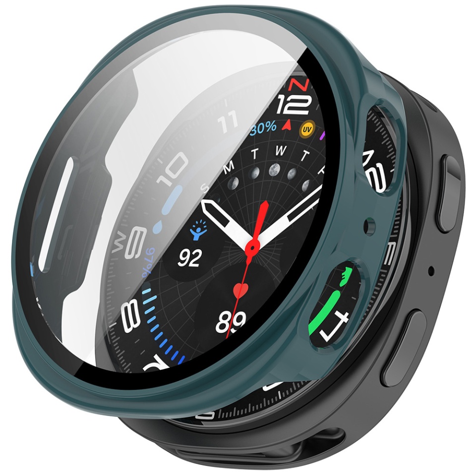 Husa protectie Smartwatch Samsung Galaxy Watch8 44mm, SKYDDAR INNOVATION, Defense360 Pro + Screen Protector, AntiSoc, set cu sticker, Verde inchis
