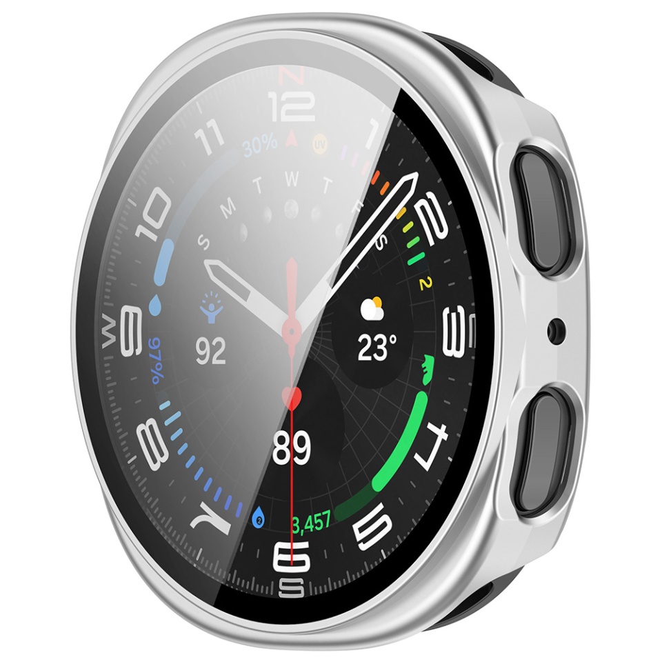 Husa protectie Smartwatch Samsung Galaxy Watch8 44mm, SKYDDAR INNOVATION, Defense360 Pro + Screen Protector, AntiSoc, set cu sticker, Gri - 1 | YEO