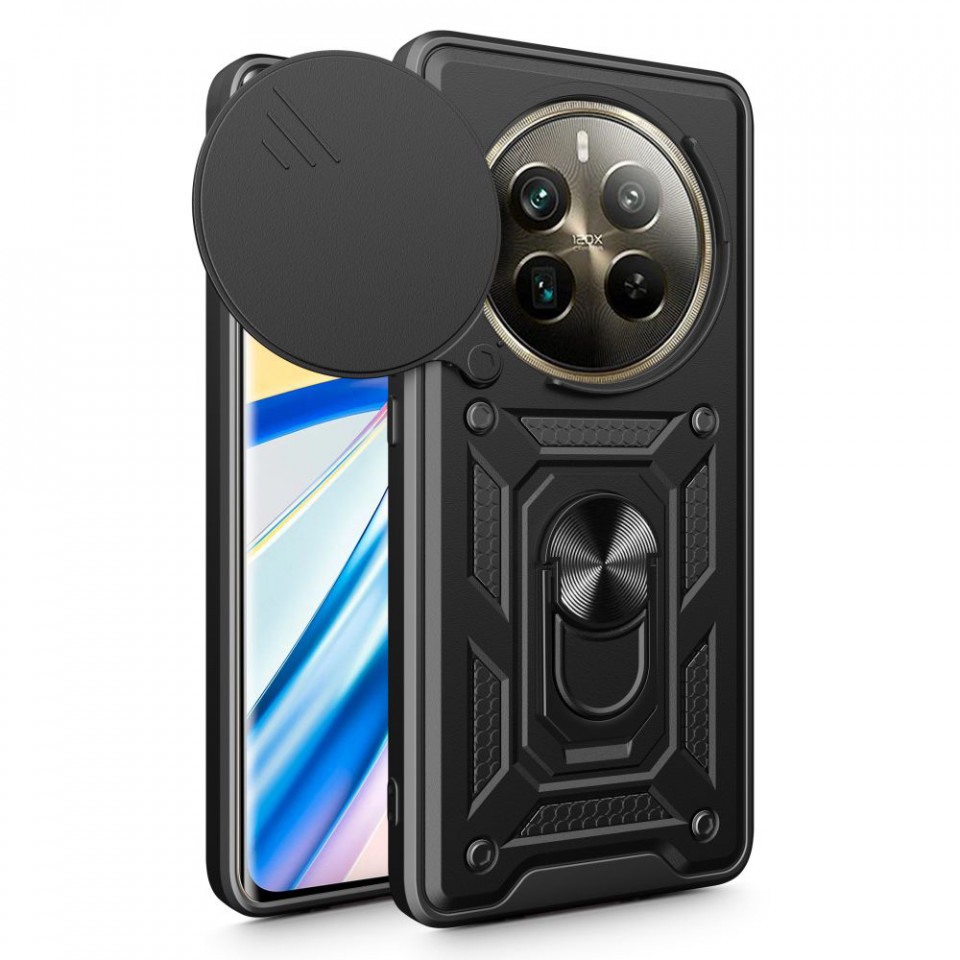 Husa Realme 12 Pro / 12 Pro+ cu inel magnetic si protectie camera Skyddar CamShield - Negru