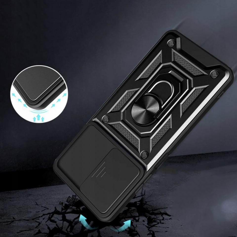 Husa Realme C67 4G cu inel magnetic si protectie camera Skyddar CamShield - Negru - 1 | YEO