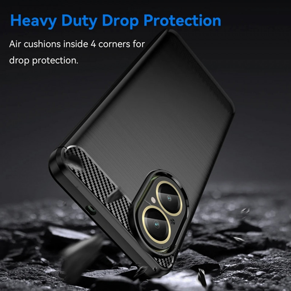 Husa Realme C67 4G din silicon, Slim, cu textură Fibra Carbon - Negru - 3 | YEO