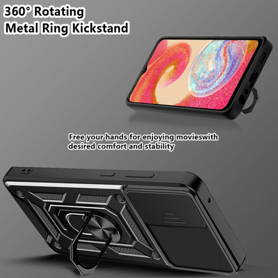 Husa Samsung Galaxy A04e cu inel magnetic, Techsuit CamShield - Negru - 2 | YEO