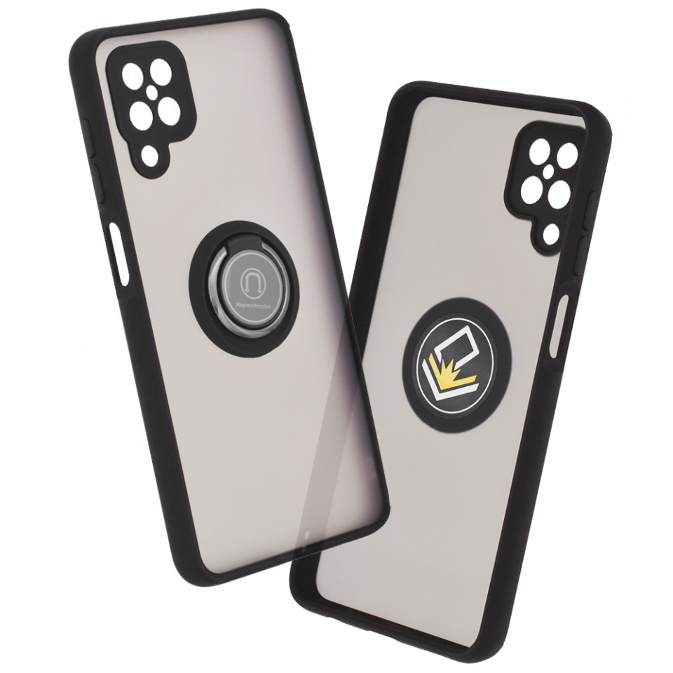 Husă Samsung Galaxy A12 / A12 Nacho SKYDDAR Glinth+ cu Inel Rotativ 360°, Compatibilitate Magnetică, Absorbție Șocuri, Design Subțire și Elegant - Negru