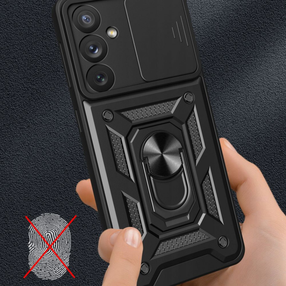 Husa Samsung Galaxy A25 5G cu inel magnetic si protectie camera Skyddar CamShield - Negru - 2 | YEO