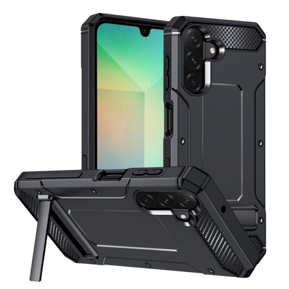 Husa Samsung Galaxy A26 5G din plastic dur, margini cauciucate, antisoc, Hybrid Armor - Negru