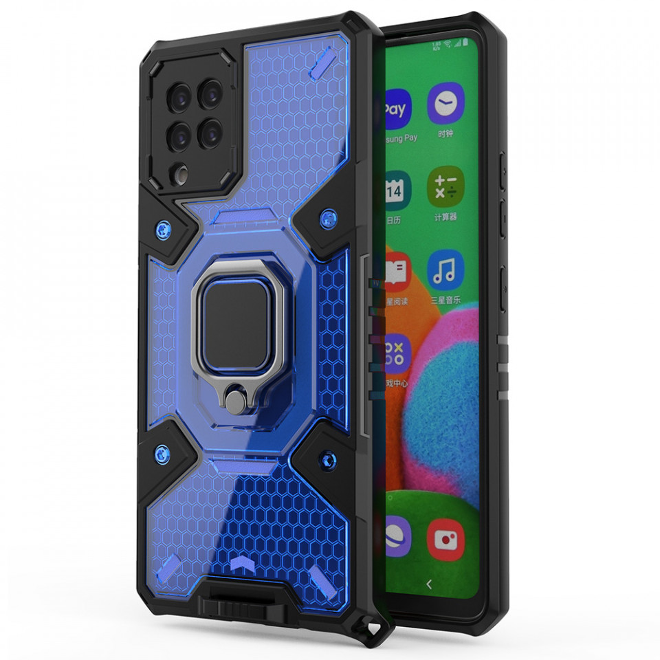 Husa Samsung Galaxy A42 5G cu inel, Techsuit Honeycomb - Albastru