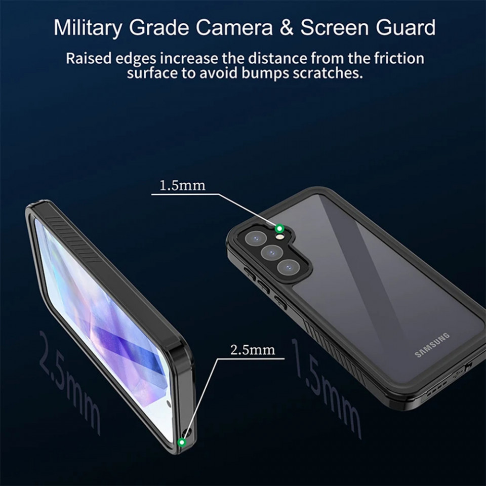 Husa Samsung Galaxy A55 5G rezistenta la apa, Waterproof IP68, ShellBox - Negru - 1 | YEO