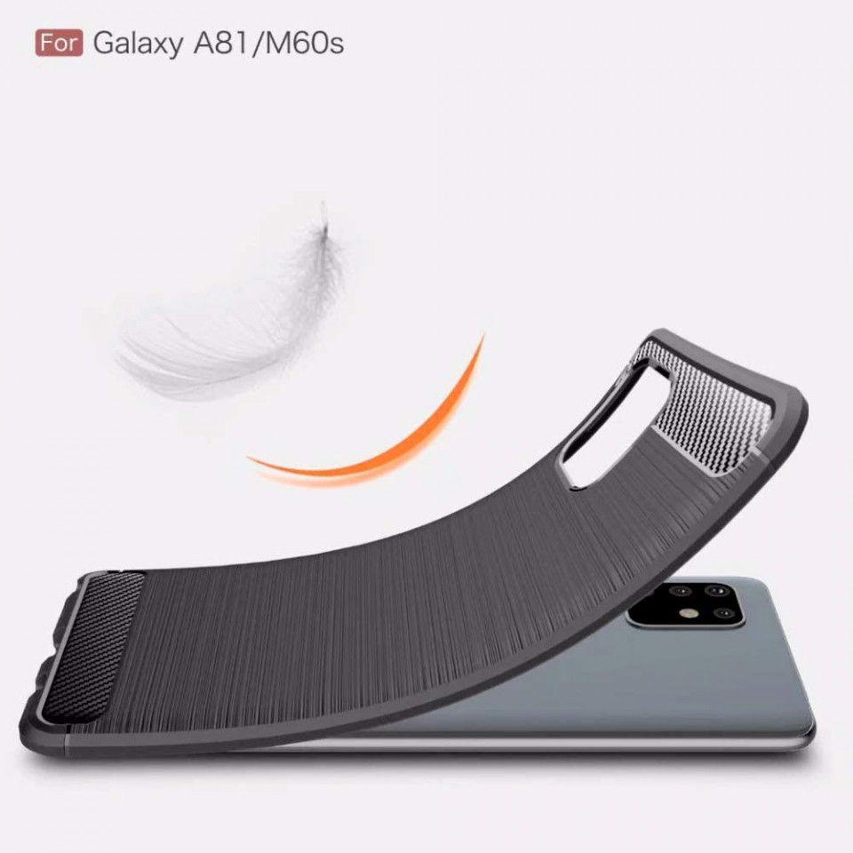 Husa Samsung Galaxy Note 10 Lite din silicon, Slim, cu textura Fibra Carbon - Negru - 3 | YEO