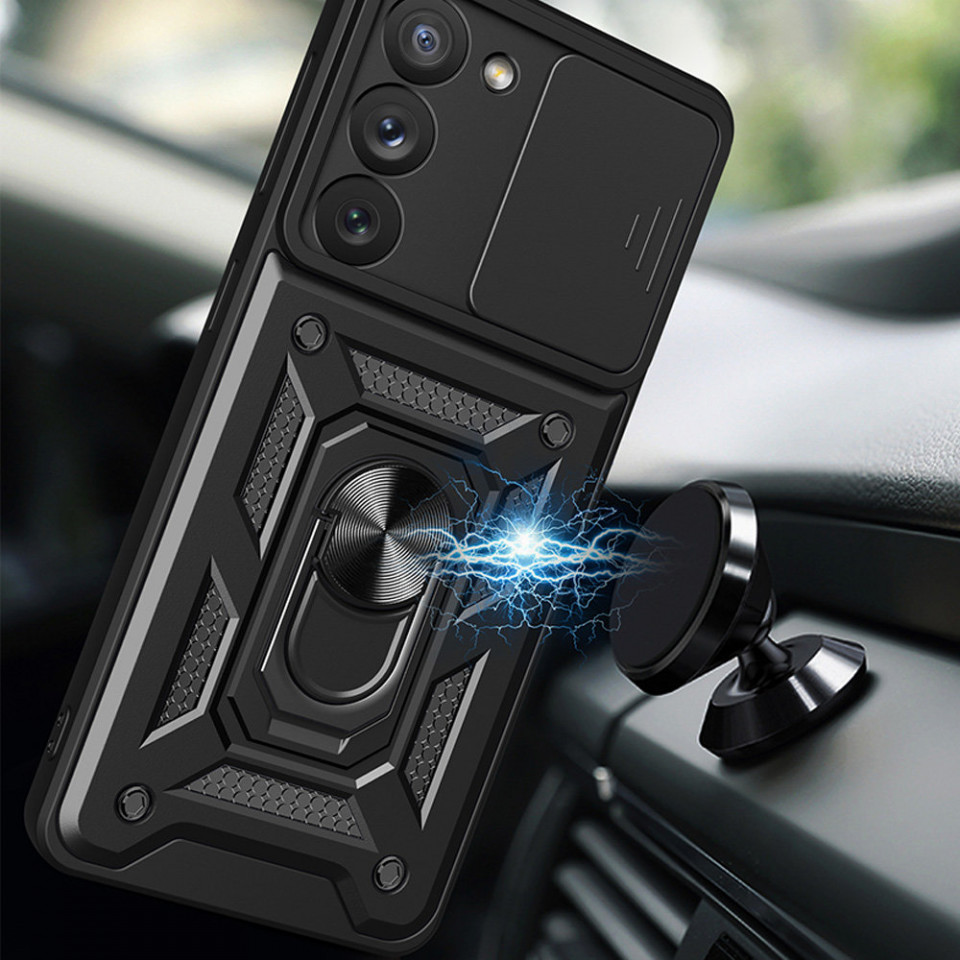 Husa Samsung Galaxy S22 Ultra 5G cu inel magnetic, Techsuit CamShield - Negru - 2 | YEO