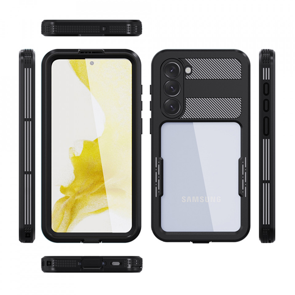 Husa Samsung Galaxy S23 Plus rezistenta la apa, Waterproof IP68, ShellBox - Negru - 1 | YEO