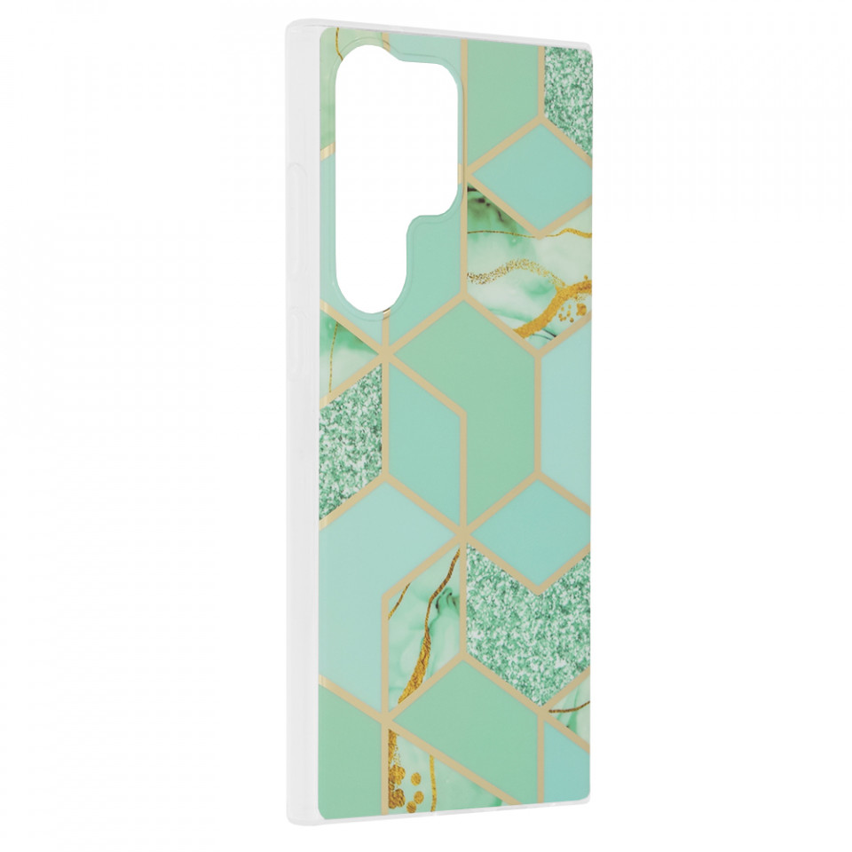 Husa Samsung Galaxy S23 Ultra Marble Series, Techsuit - Green Hex - 1 | YEO
