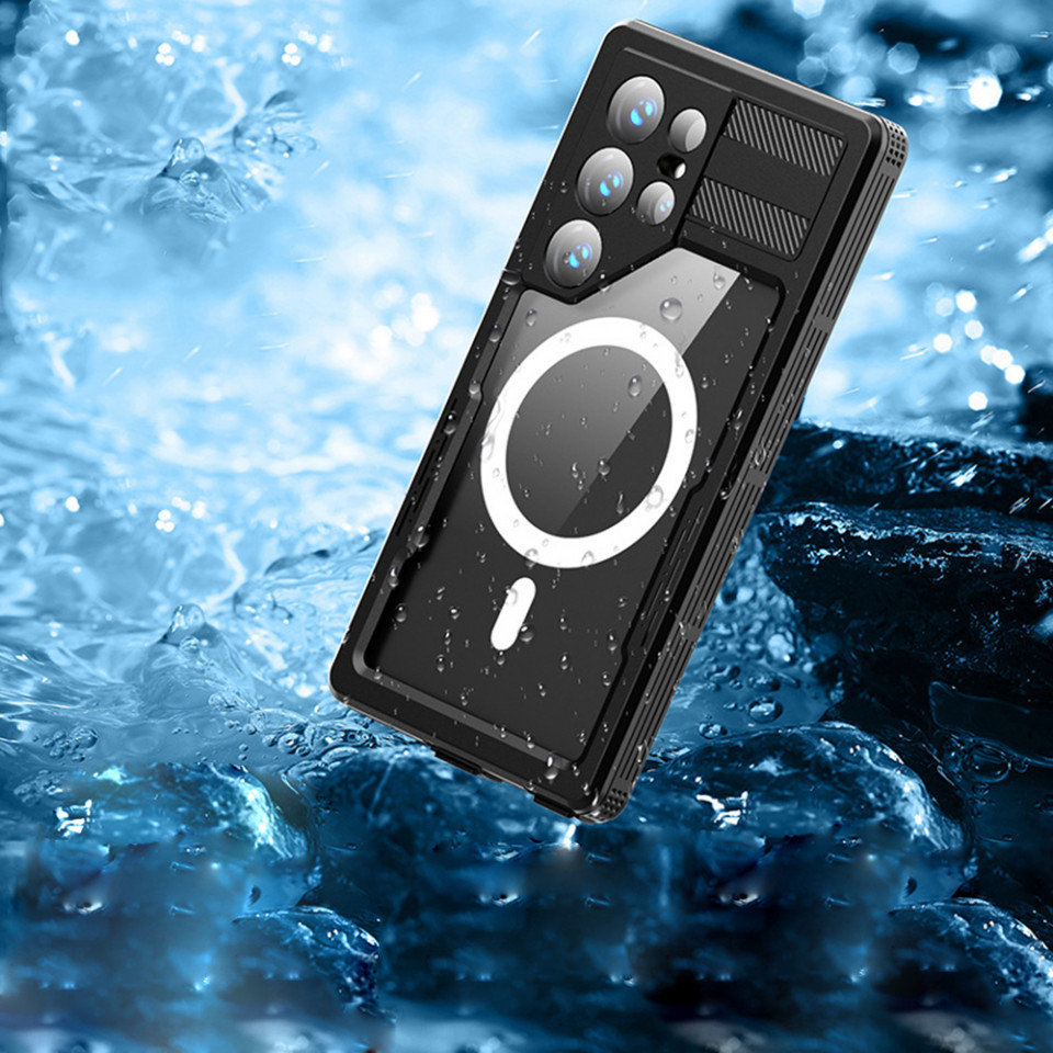 Husa Samsung Galaxy S24 Ultra rezistenta la apa, Waterproof IP68, ShellBox - Negru - 1 | YEO