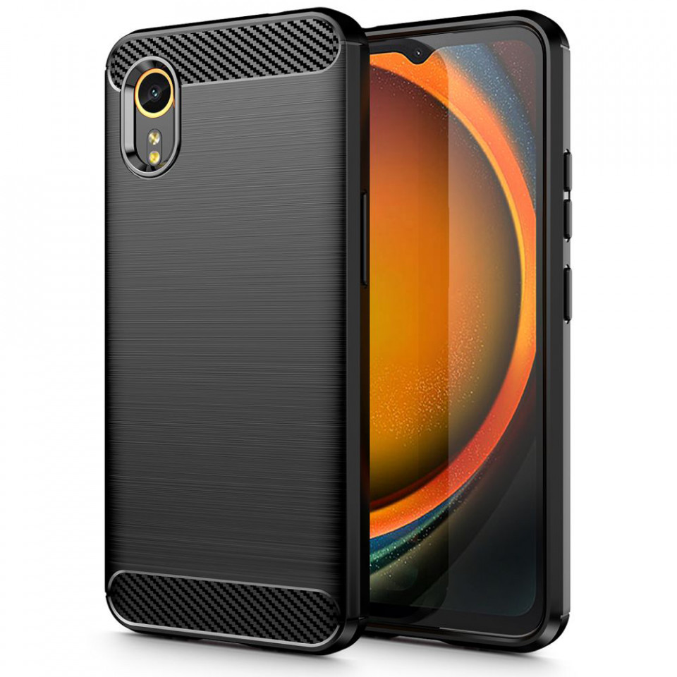 Husa Samsung Galaxy Xcover7 din silicon, Slim, cu textură Fibra Carbon - Negru