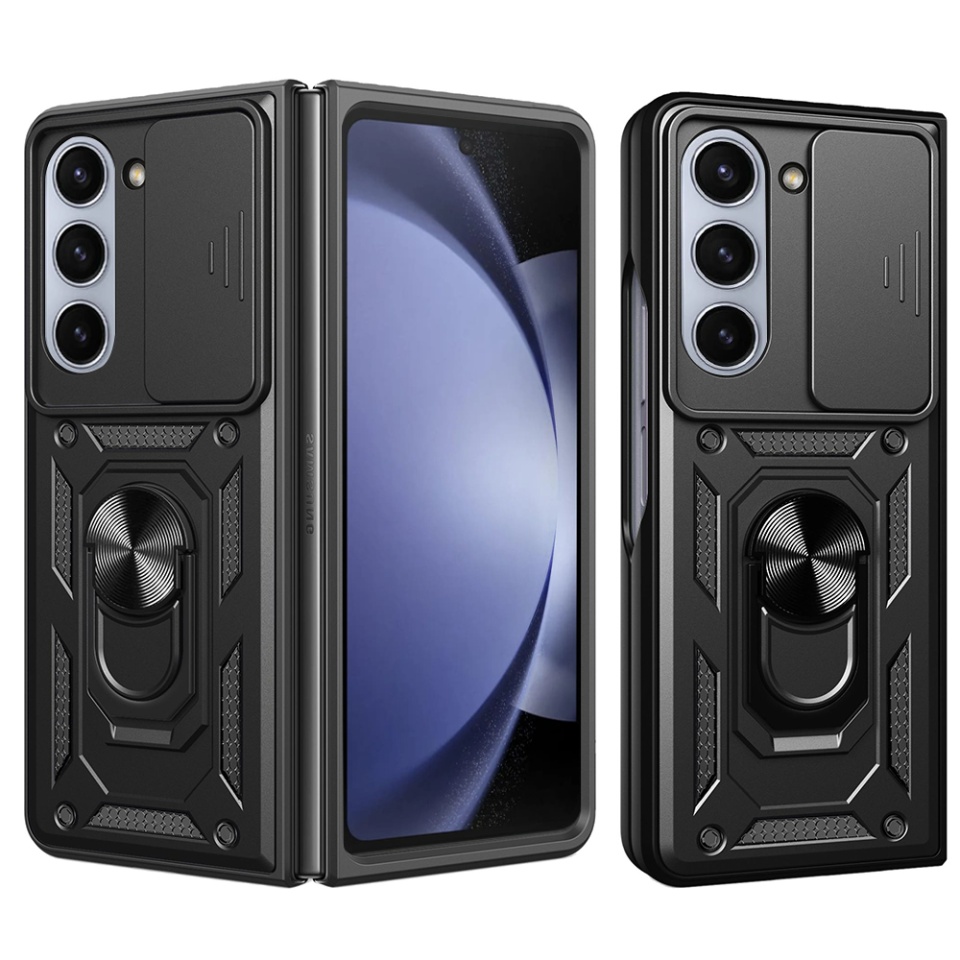 Husa Samsung Galaxy Z Fold6 cu inel magnetic si protectie camera Skyddar CamShield - Negru