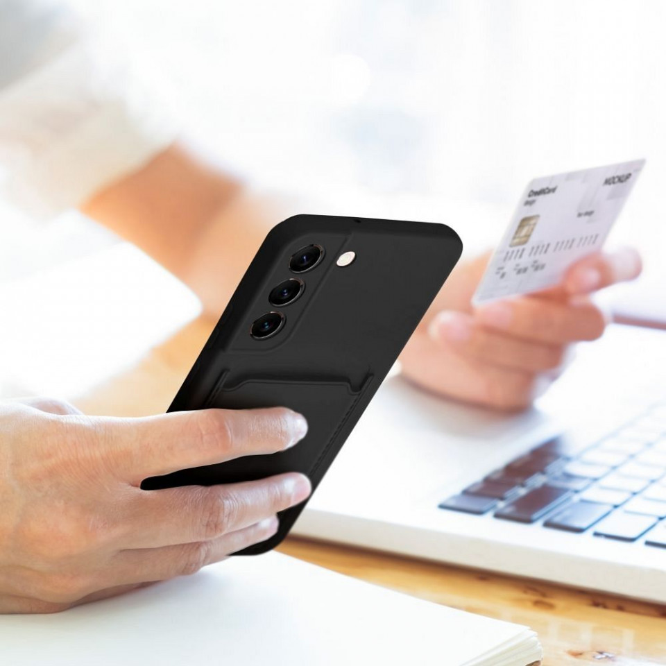 Husa Samsung Glaxy A25 5G din silicon suport card, Skyddar Cards - Negru - 3 | YEO