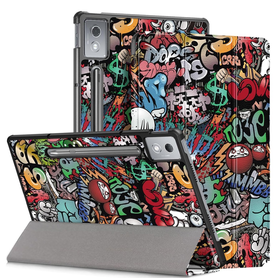 Husa tableta pentru Lenovo Idea Tab Pro 12.7 (2025), SKYDDAR INNOVATION, cu suport Multi-Unghi si functie Sleep/Wake, FoldPro, Urban vibe, set cu sticker