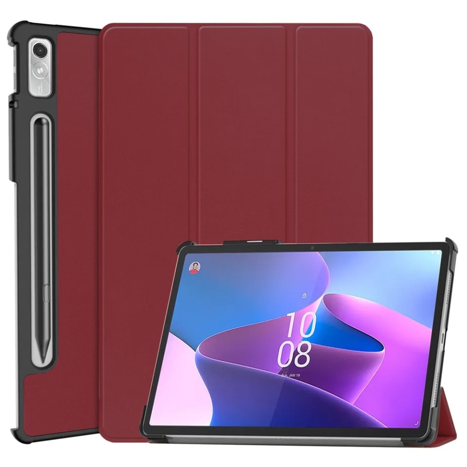 Husa tableta pentru Lenovo Tab P11 Pro Gen 2 11.2, SKYDDAR INNOVATION, cu suport Multi-Unghi si functie Sleep/Wake, FoldPro, Rosu, set cu sticker