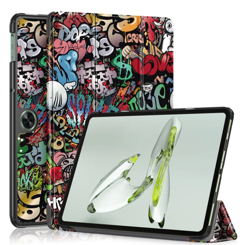 Husa tableta pentru OnePlus Pad Go / Oppo Pad Air2 / Oppo Pad Neo, SKYDDAR INNOVATION, cu suport Multi-Unghi si functie Sleep/Wake, FoldPro, Urban vibe, set cu sticker