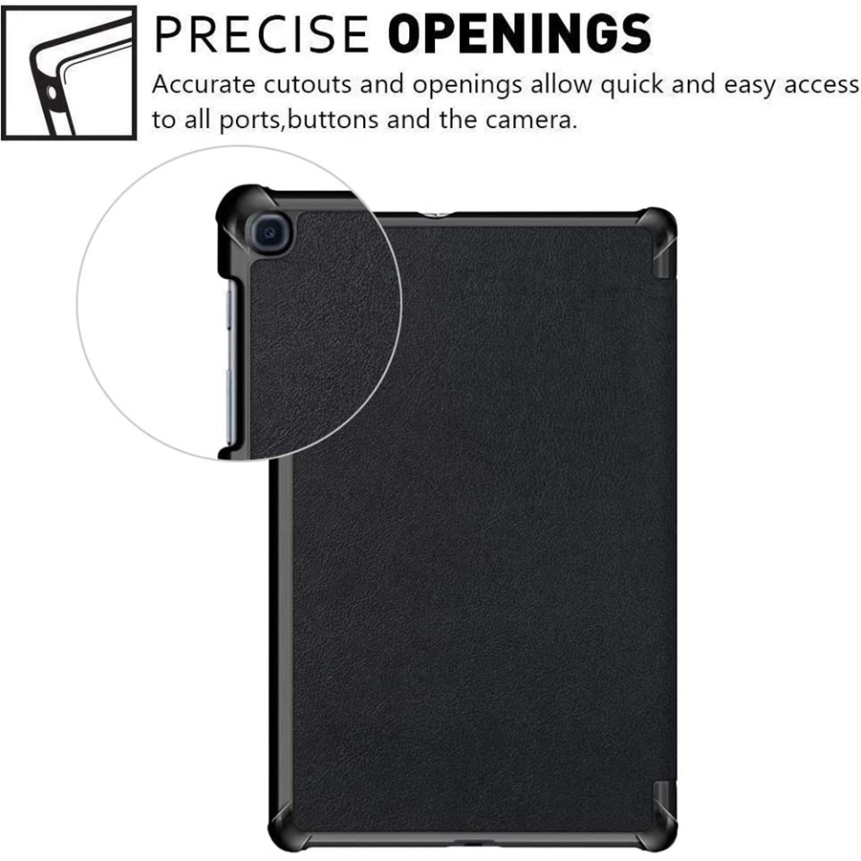 Husa tableta pentru Samsung Galaxy Tab A 10.1 2019 T510, SKYDDAR INNOVATION, cu suport Multi-Unghi si functie Sleep/Wake, FoldPro, Negru, set cu sticker - 2 | YEO
