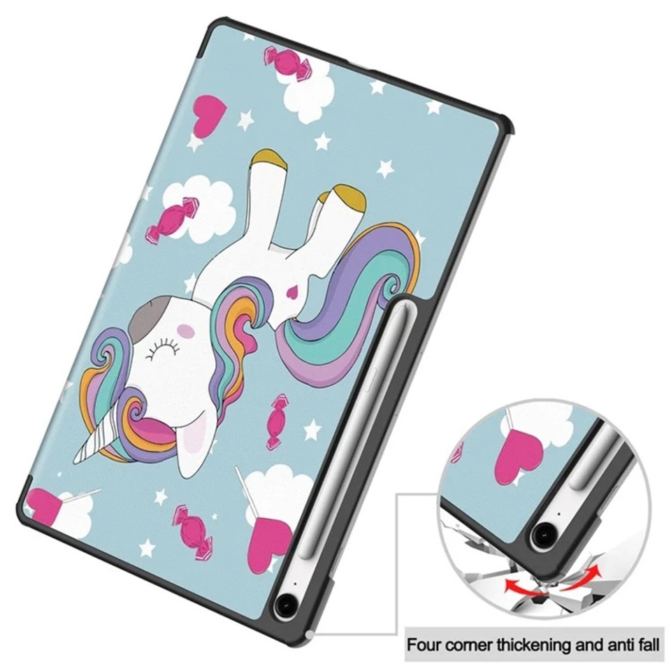 Husa tableta pentru Samsung Galaxy Tab S10 FE Plus, SKYDDAR INNOVATION, cu suport Multi-Unghi si functie Sleep/Wake, FoldPro, Unicorn, set cu sticker - 2 | YEO
