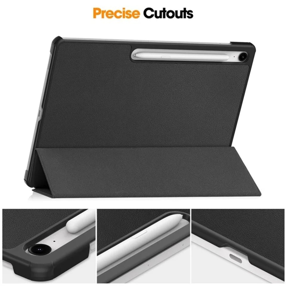 Husa tableta pentru Samsung Galaxy Tab S10 FE Plus, SKYDDAR INNOVATION, cu suport Multi-Unghi si functie Sleep/Wake, FoldPro, Negru, set cu sticker - 1 | YEO