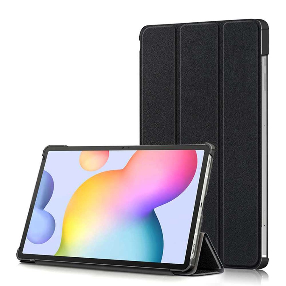 Husa tableta pentru Samsung Galaxy Tab S7 Plus / S8 Plus / S7 FE, SKYDDAR INNOVATION, cu suport Multi-Unghi si functie Sleep/Wake, FoldPro, Negru, set cu sticker - 1 | YEO