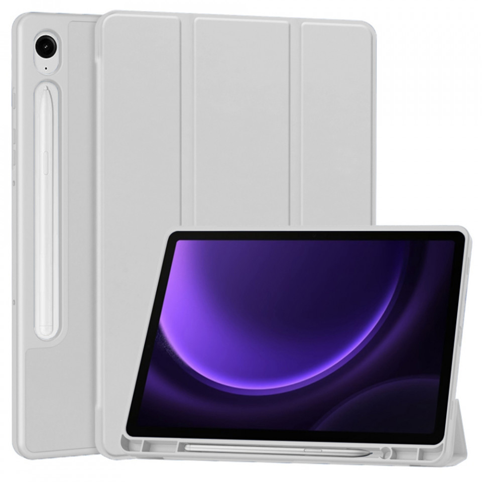 Husa tableta pentru Samsung Galaxy Tab S9 FE cu suport 2 Unghiuri și functie Sleep/Wake, SKDR OfficeMate - Gri