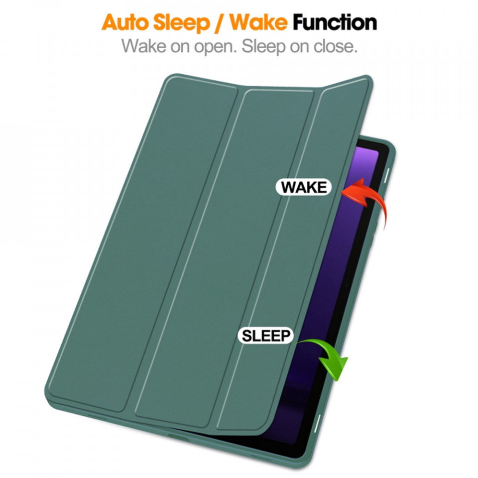 Husa tableta pentru Samsung Galaxy Tab S9 FE cu suport 2 Unghiuri și functie Sleep/Wake, SKDR OfficeMate - Verde inchis - 2 | YEO