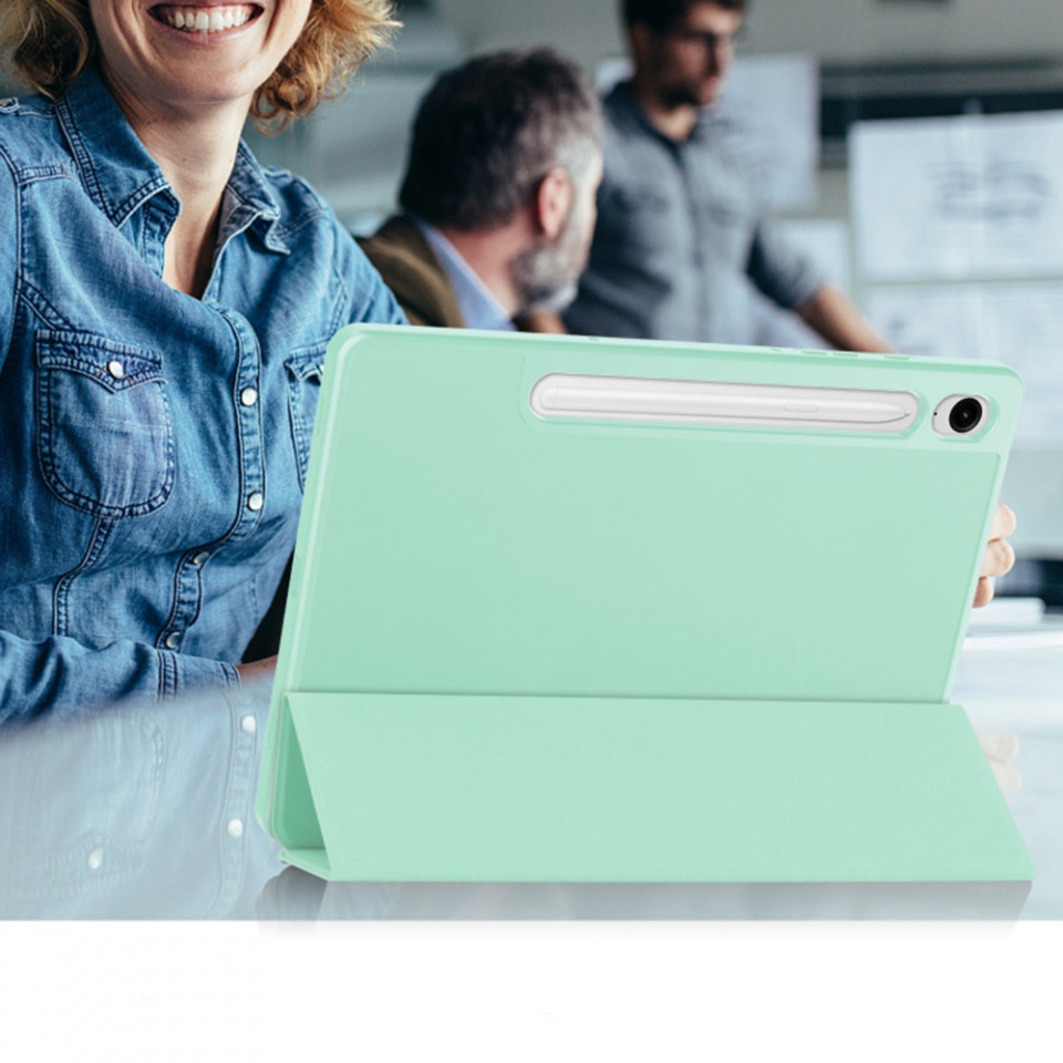 Husa tableta pentru Samsung Galaxy Tab S9 FE cu suport 2 Unghiuri și functie Sleep/Wake, SKDR OfficeMate - Verde deschis - 6