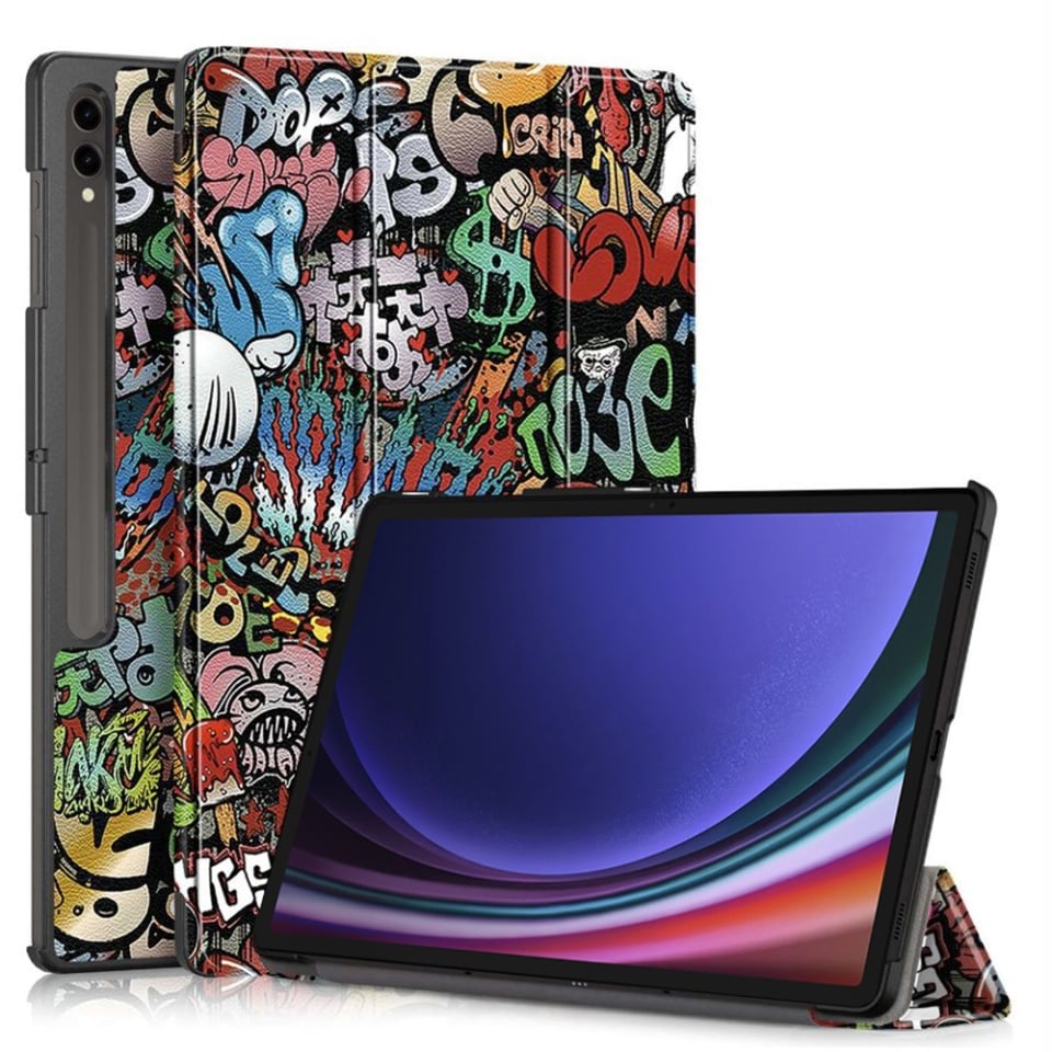 Husa tableta pentru Samsung Galaxy Tab S9 Plus / S9 FE Plus / S10 Plus, SKYDDAR INNOVATION, cu suport Multi-Unghi si functie Sleep/Wake, FoldPro, Urban vibe, set cu sticker