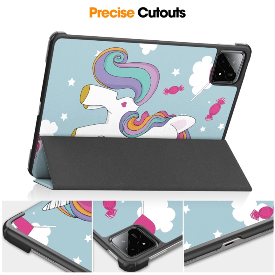 Husa tableta pentru Xiaomi Pad 6S Pro 12.4, SKYDDAR INNOVATION, cu suport Multi-Unghi si functie Sleep/Wake, FoldPro, Unicorn, set cu sticker - 1 | YEO