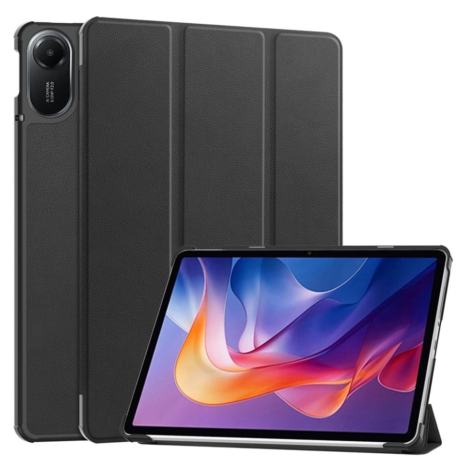 Husa tableta pentru Xiaomi Redmi Pad 2, SKYDDAR INNOVATION, cu suport Multi-Unghi si functie Sleep/Wake, FoldPro, Negru, set cu sticker
