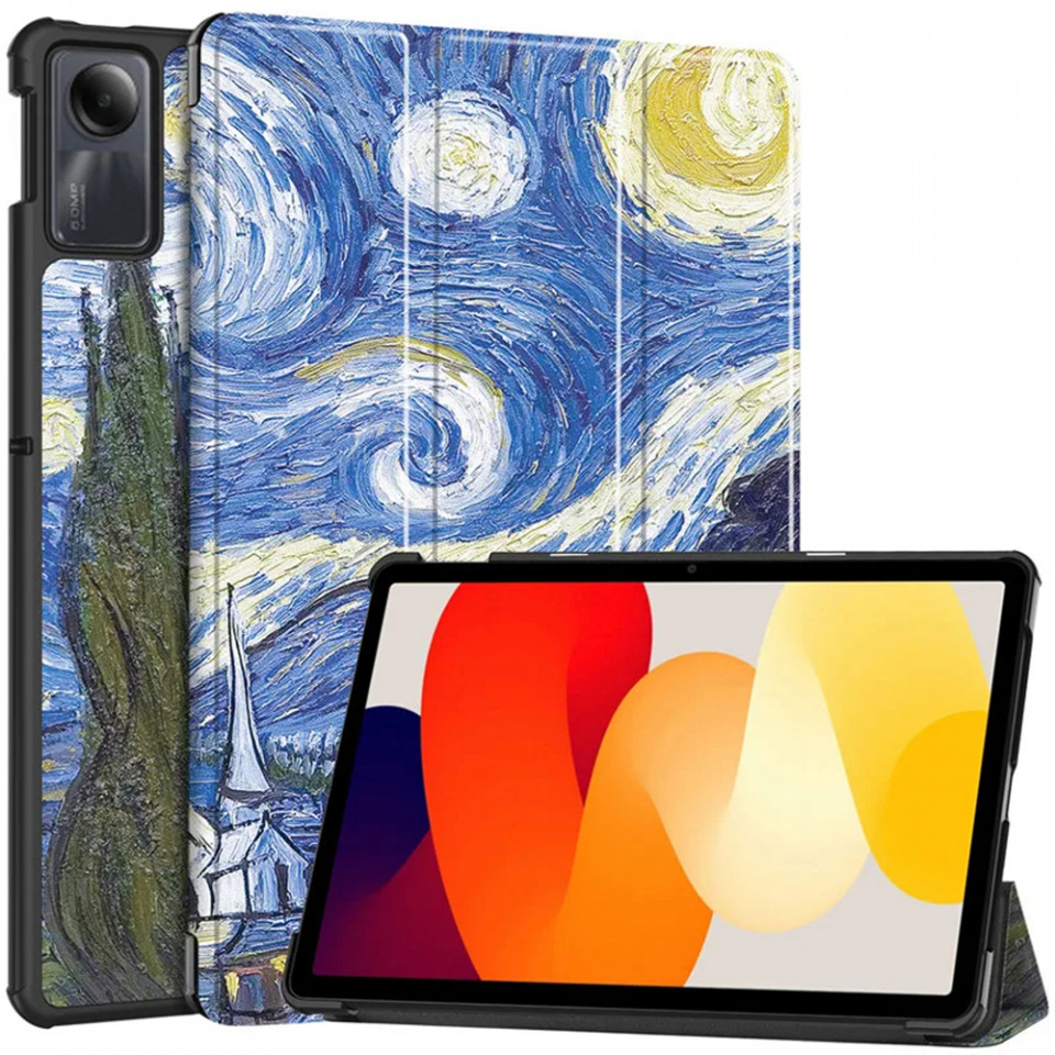 Husa tableta pentru Xiaomi Redmi Pad SE cu suport Multi-Unghi și functie Sleep/Wake , SKYDDAR FoldVision Colour - Starry night