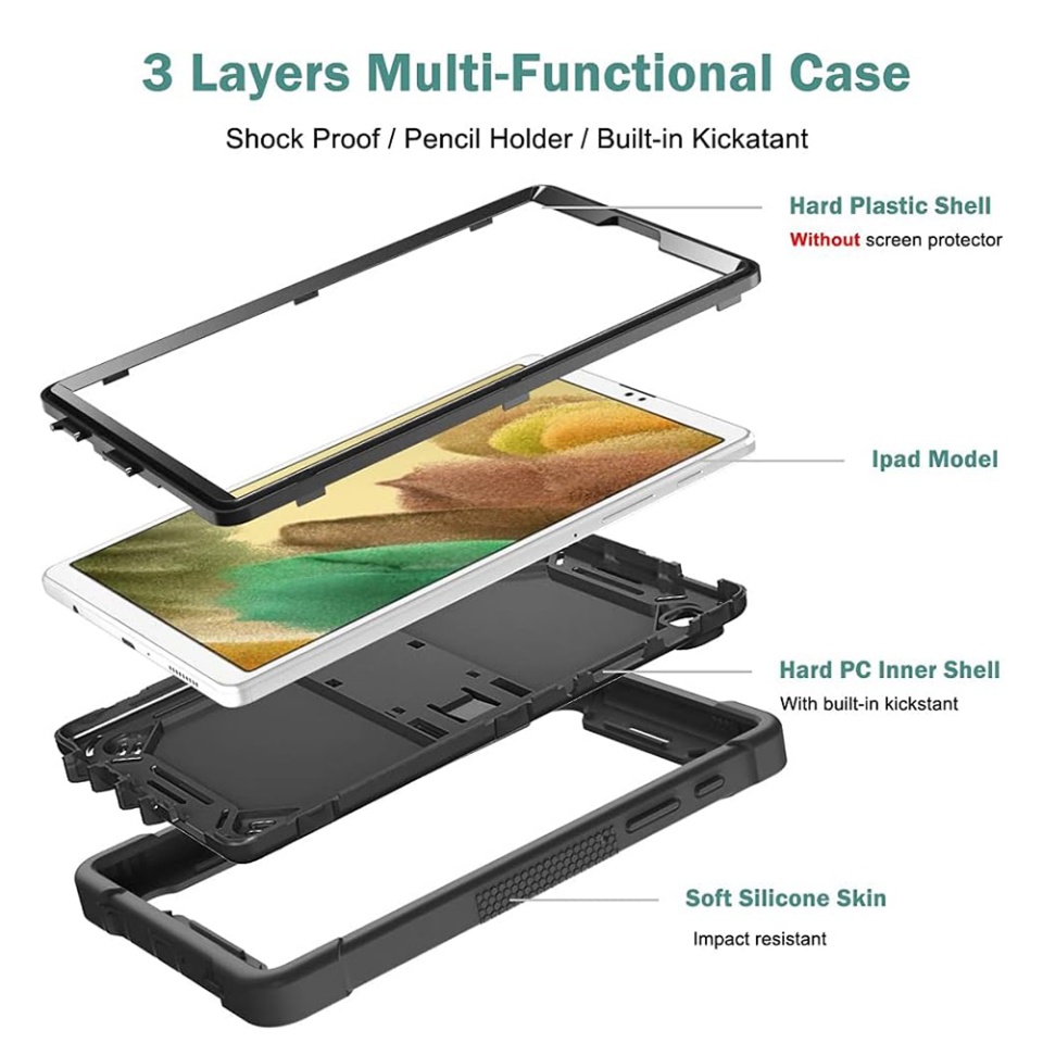 Husa tableta Samsung Galaxy Tab A7 10.4 (2020 / 2022), Ideala pentru Utilizare Zilnica, Antisoc si Anti-zgarieturi, SKDR TabArmor - Negru - 2 | YEO