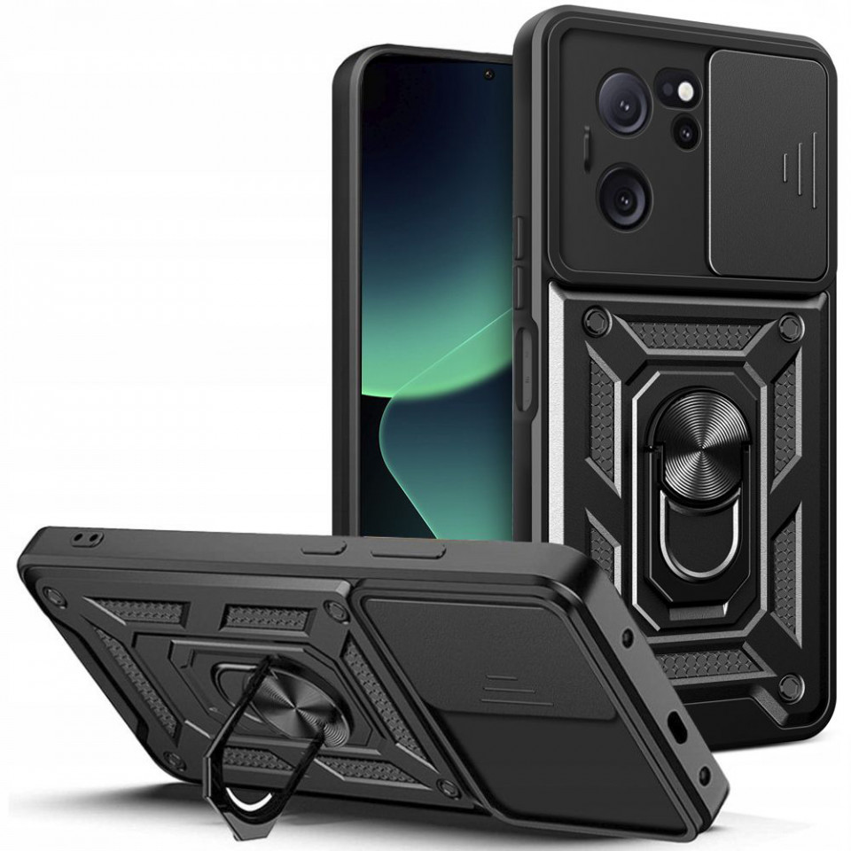Husa Xiaomi 13T / 13T Pro cu inel magnetic, Techsuit CamShield - Negru