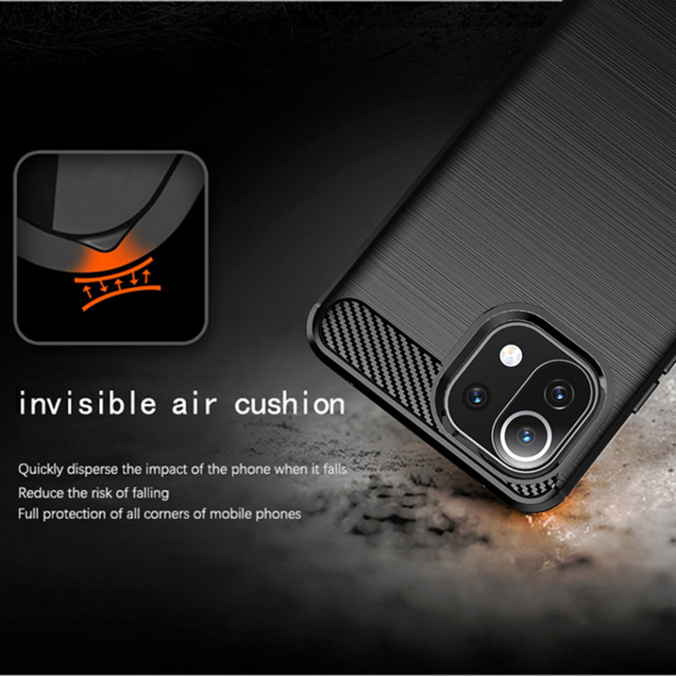 Husa Xiaomi Mi 11 Lite din silicon, Slim, cu textura Fibra Carbon - Negru - 2 | YEO