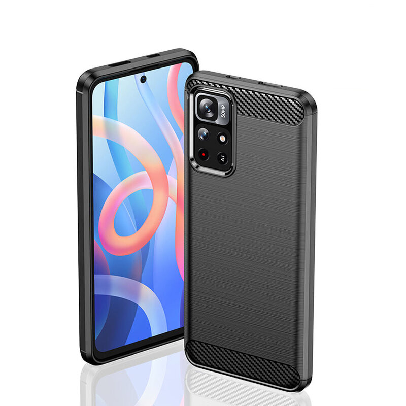 Husa Xiaomi Redmi Note 11 Pro+ 5G din silicon, Slim, cu textura Fibra Carbon - Negru - 1 | YEO